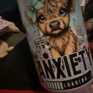Cute cow Anxiety Tumbler 40oz blue and purple ombre